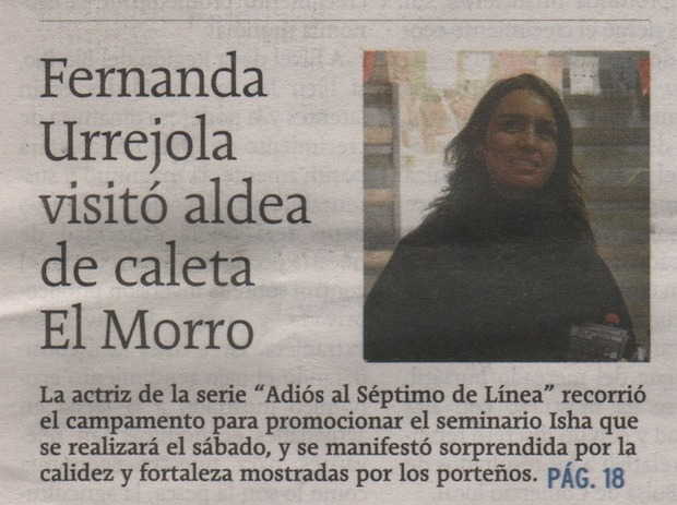 Fernanda Urrejola invita a los damnificados al seminario con Isha. Septiembre 2010
