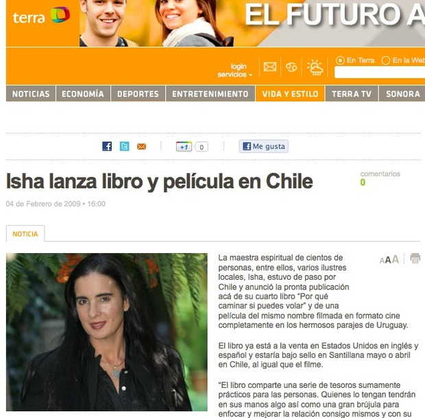 Isha lanza libro y película en Chile. Febrero 2009