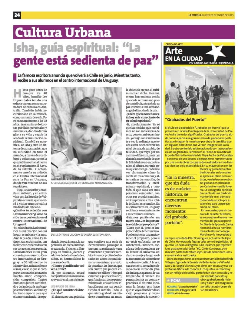 Maestra espiritual vuelve a Chile