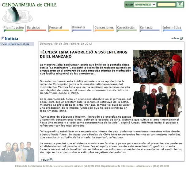 Sistema Isha favoreció a 350 internos en cárcel del Manzano. Septiembre 2012
