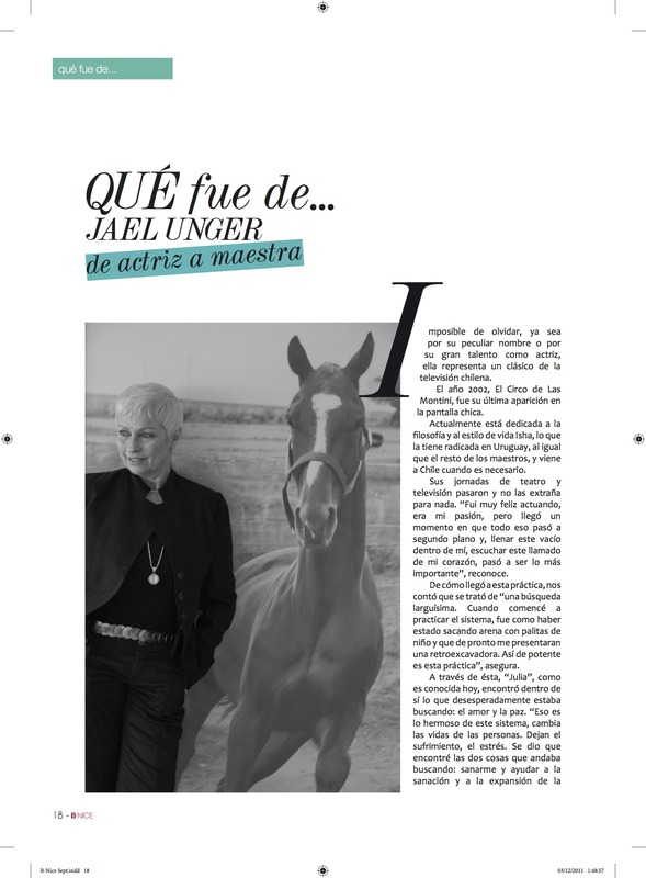Revista B-NICE, Chile Jael Unger habla sobre el Sistema Isha. Diciembre 2011