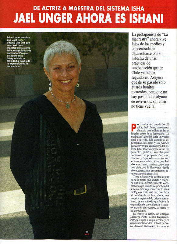 Jael Unger ahora es Maestra Isha Septiembre 2008