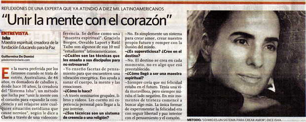 Diario Clarin, Argentina Unir la mente con el corazon. Mayo 2008