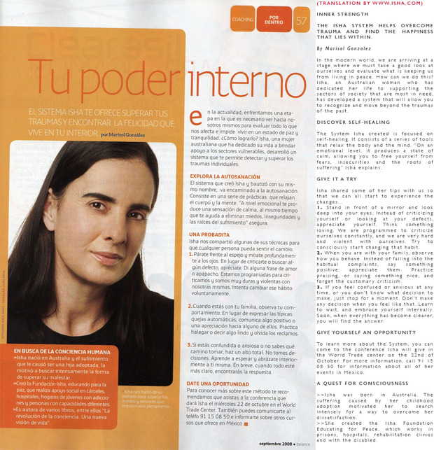 Revista Balance, Mexico Tu poder interno. Septiembre 2008