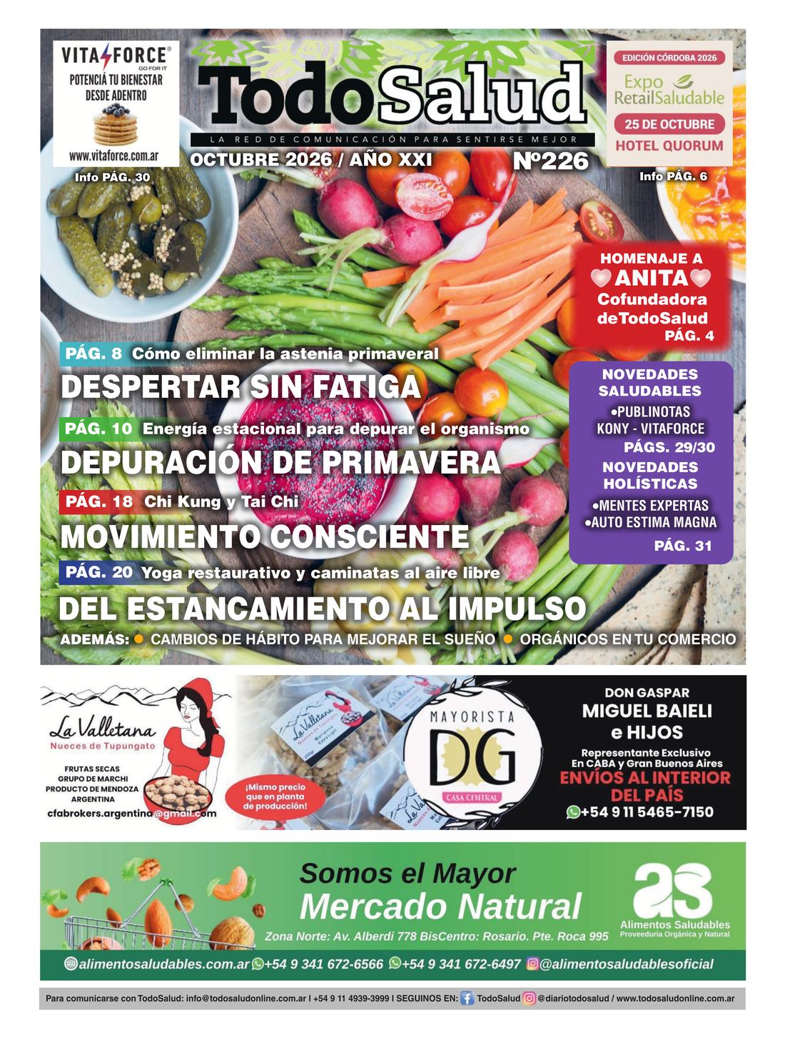 Capa da edição 226 da revista Todo Salud, Argentina, outubro de 2026.